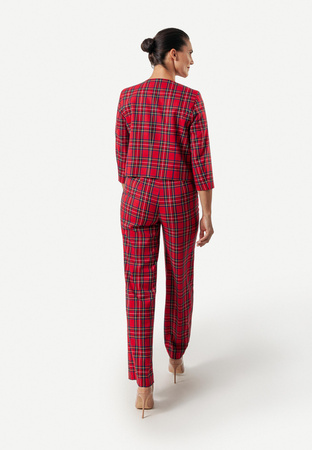 Krótki żakiet w szkocką kratę