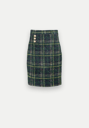 Zielona spódnica w kratę ozdobiona cekinami