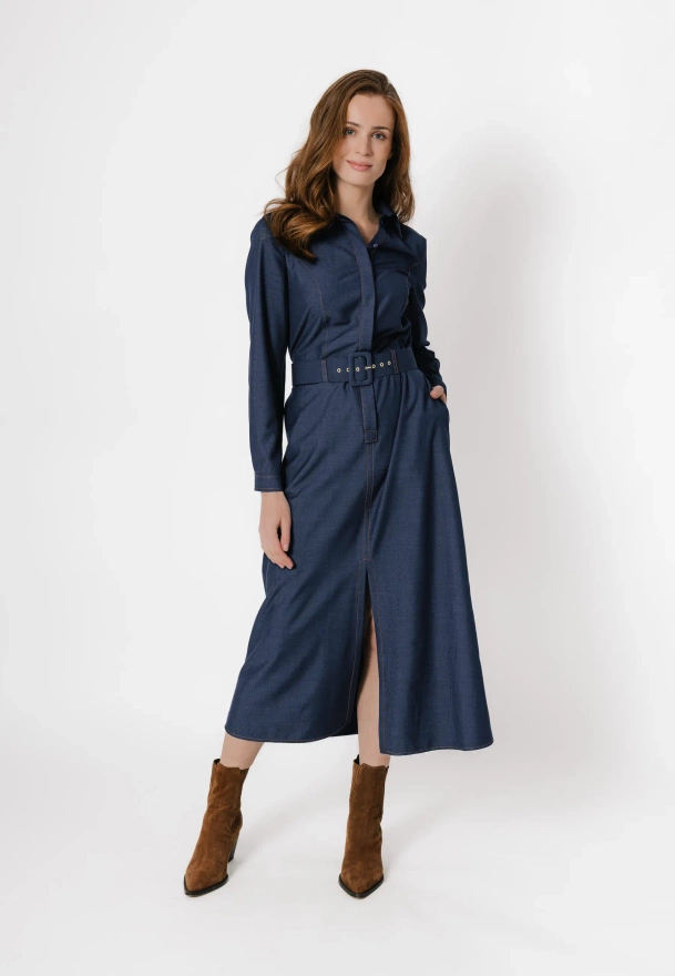 Granatowa długa szmizjerka