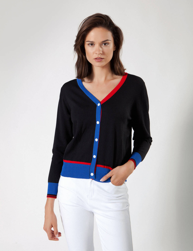 Kardigan z kolorowymi wstawkami