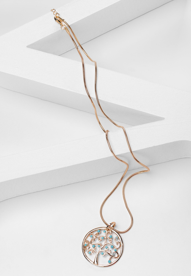 Naszyjnik w złotym kolorze z drzewkiem 