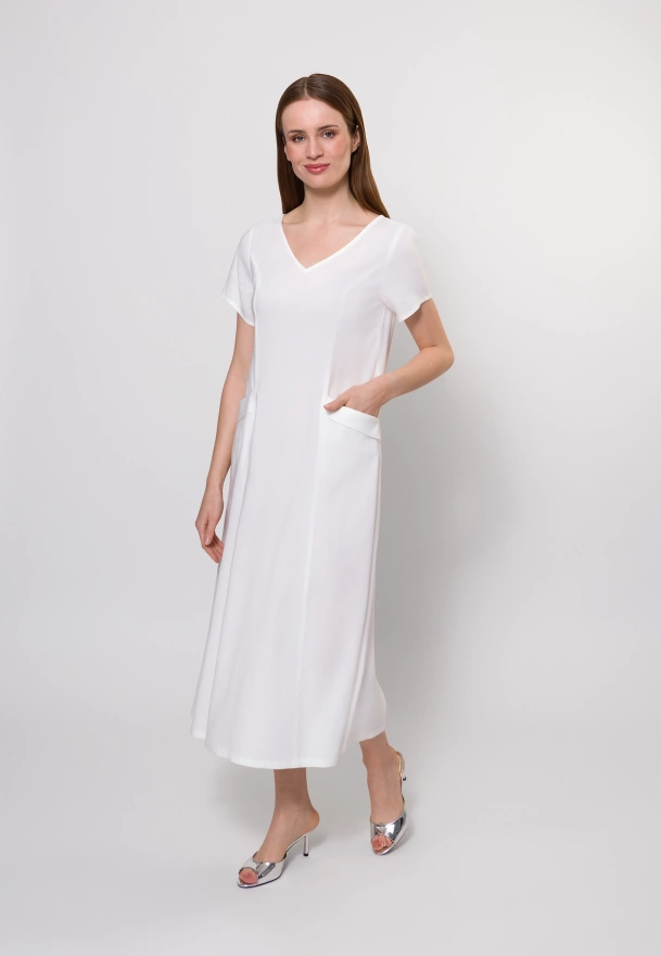 Prosta sukienka z wiskozą i lnem