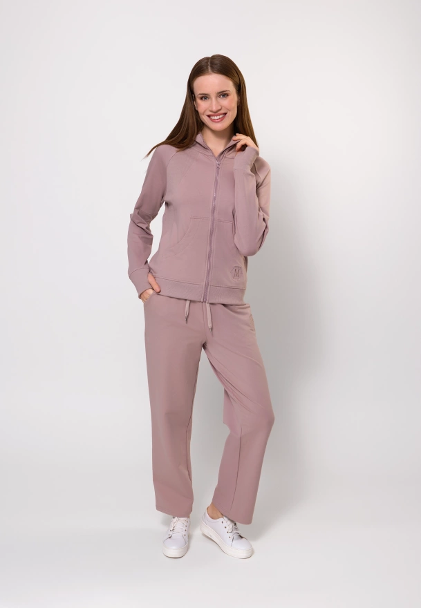 Beżowe dresowe spodnie z prostą nogawką