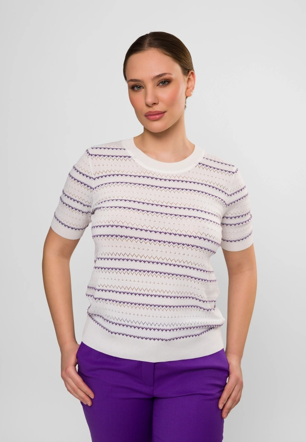 Dzianinowa bluzka w fioletowe paski