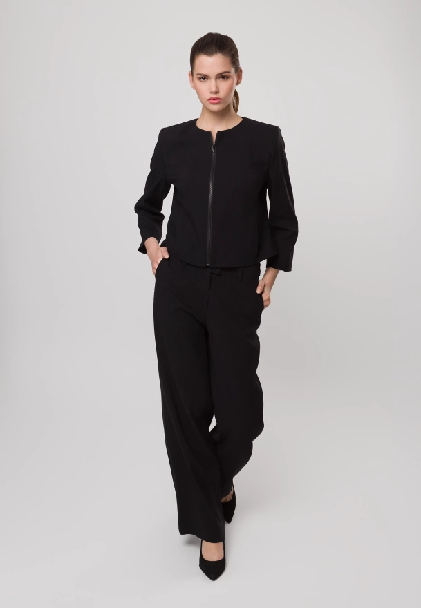 Krótki żakiet z wiskozą i lnem