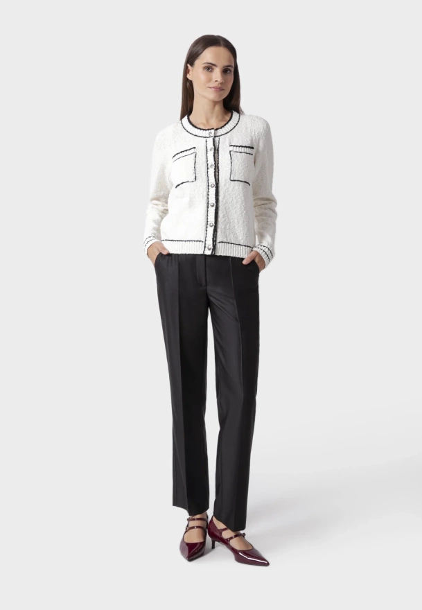 Ecru kardigan z dzianiny boucle