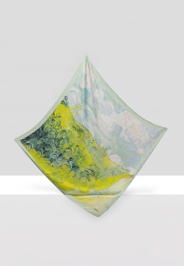 Jedwabna apaszka z motywem pejzażu