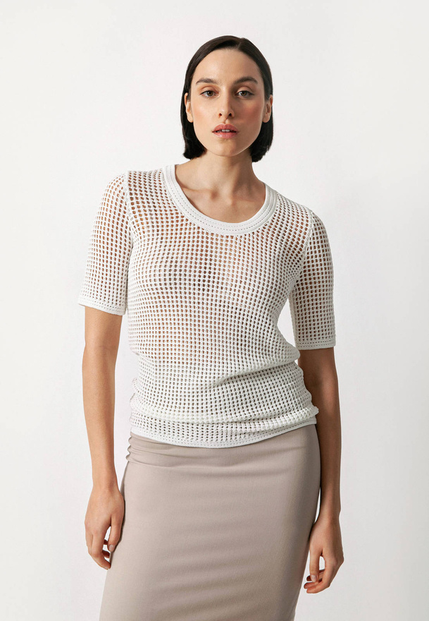 Biała ażurowa bluzka