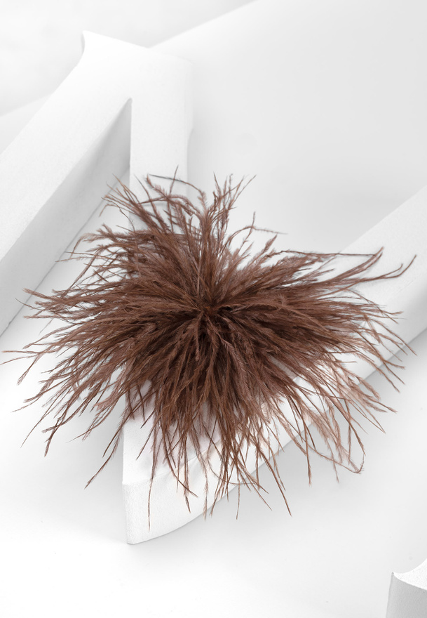 Broszka spinka z brązowymi piórami