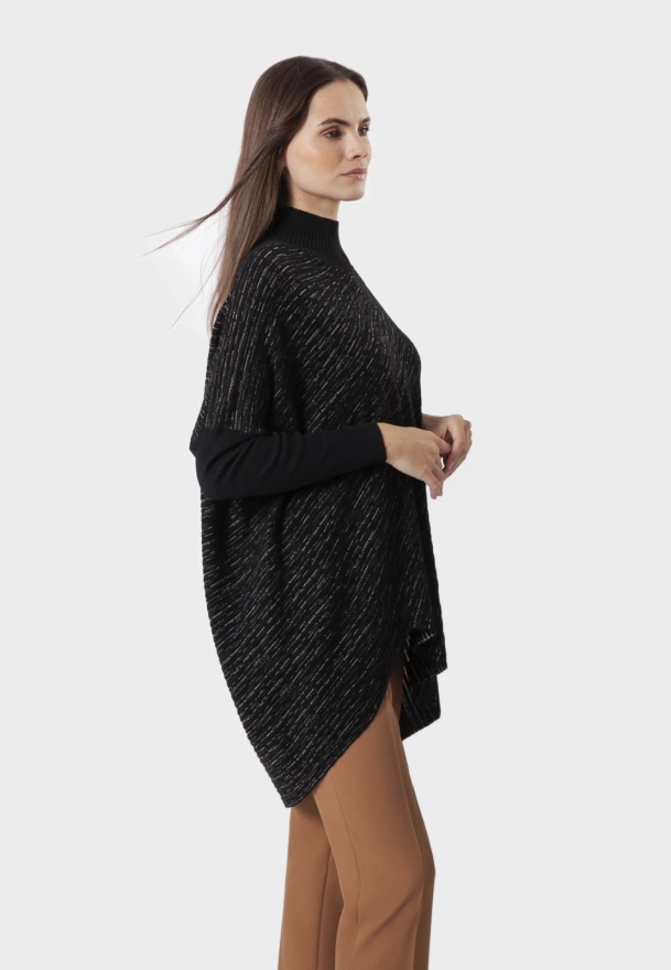 Czarna asymetryczna tunika z błyszczącą nitką