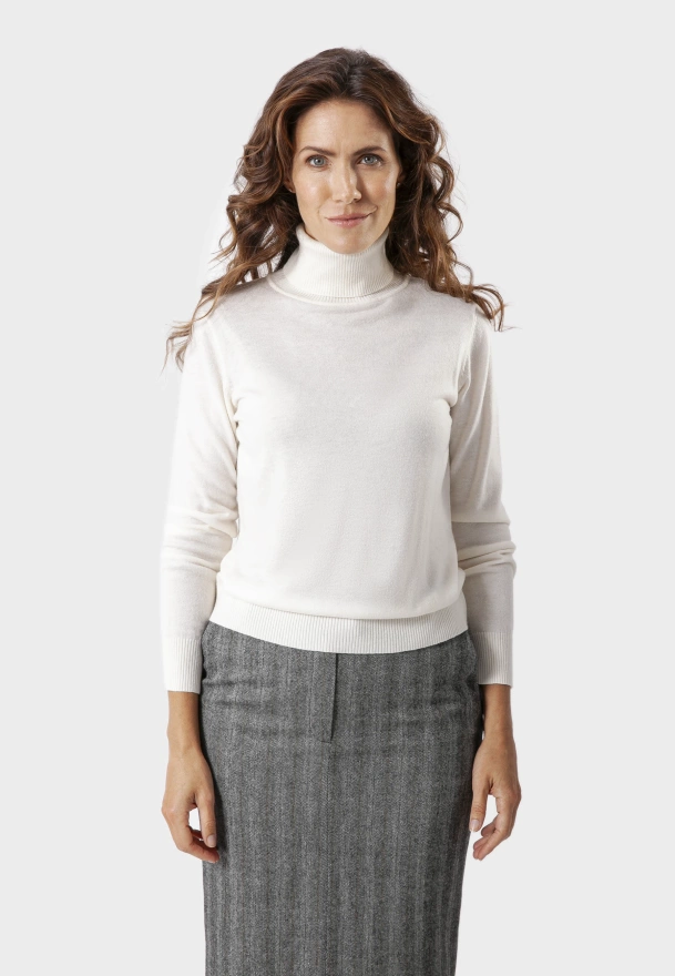 Cienki golf ecru z wełną