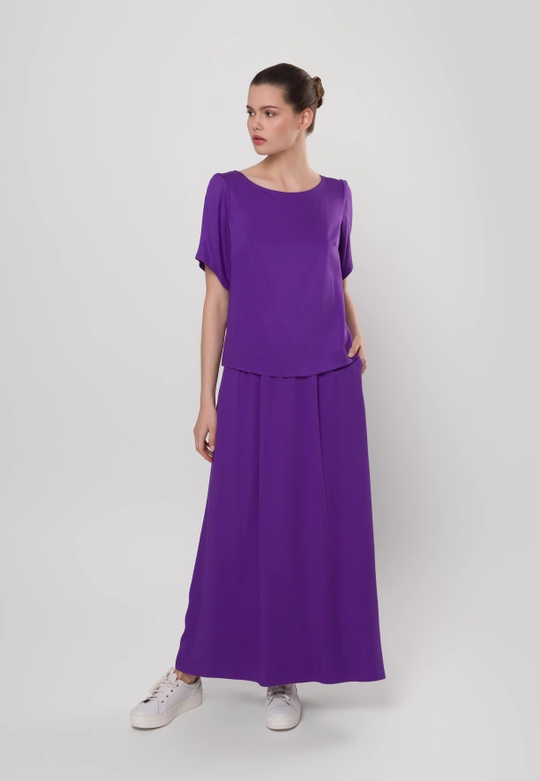 Długa fioletowa spódnica z wiskozy