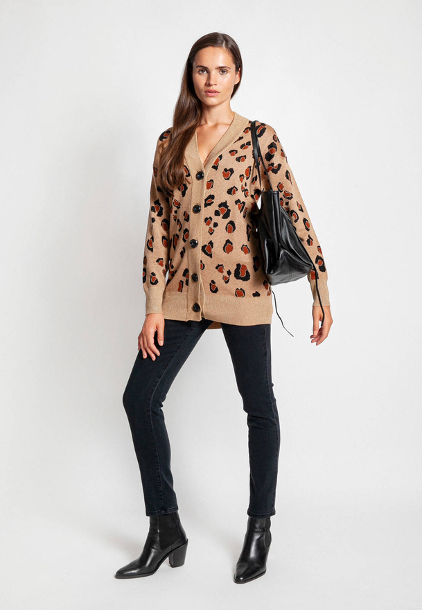 Dłuższy kardigan w cętki