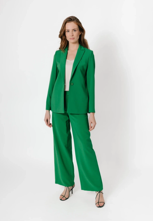 Zielone spodnie z szeroką nogawką