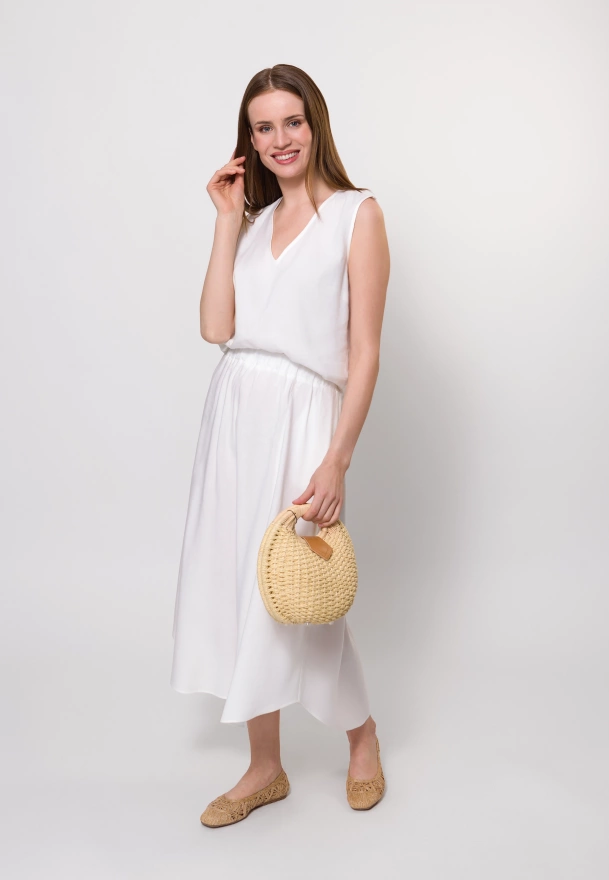Ecru spódnica z wiskozą i lnem