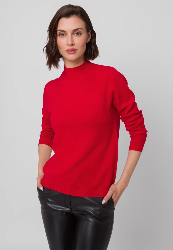 Czerwony półgolf 100% wełna