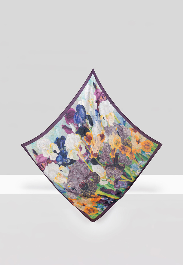 Dwustronna wiskozowa apaszka w kwiaty