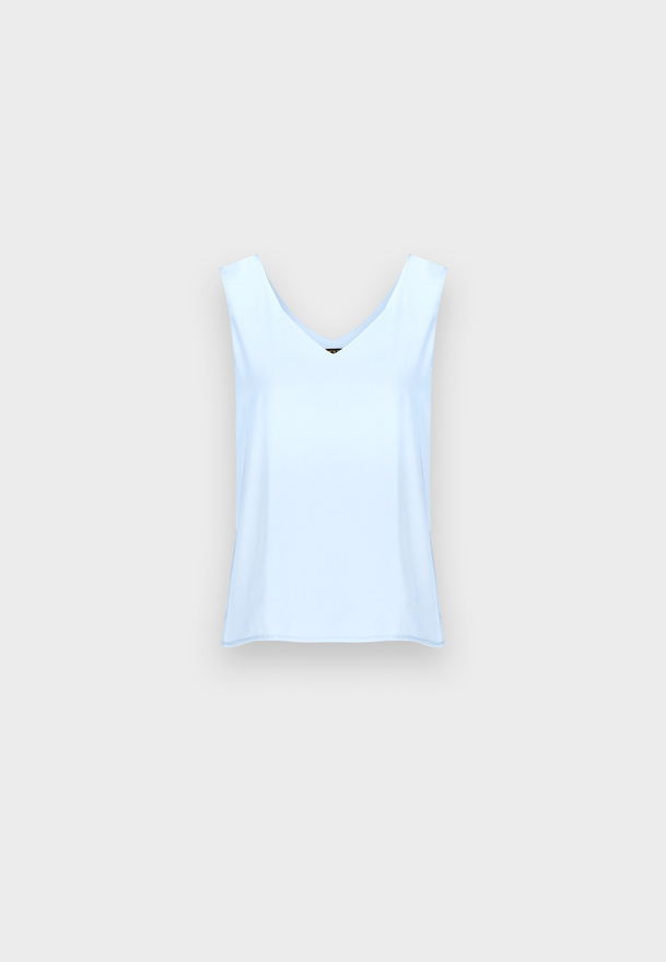 Niebieski top na szerokich ramiączkach