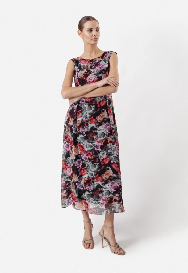 Długa wiskozowa sukienka w róże