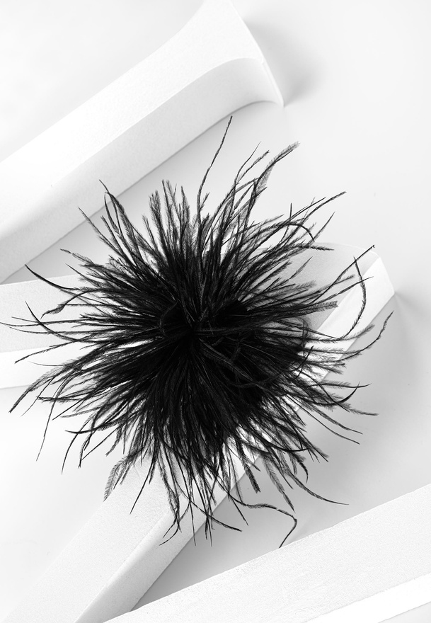 Broszka spinka z czarnymi piórami