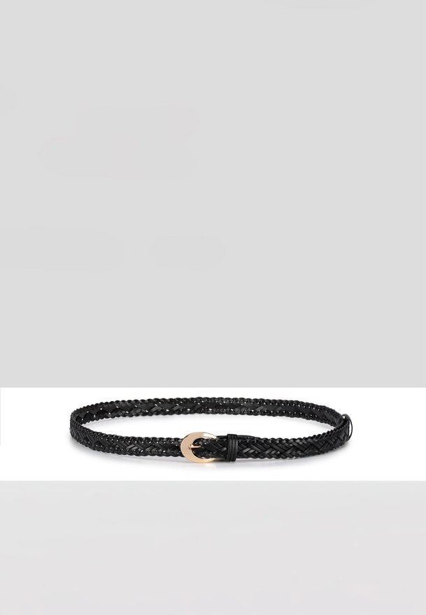 Czarny pleciony pasek 100% skóra