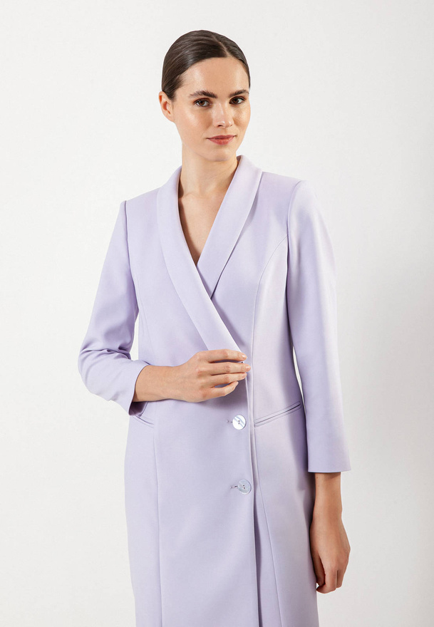 Elegancka żakietowa sukienka w kolorze lila