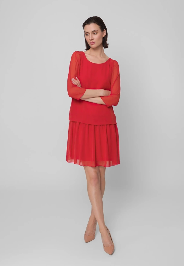 Zwiewna sukienka w kolorze ceglanym