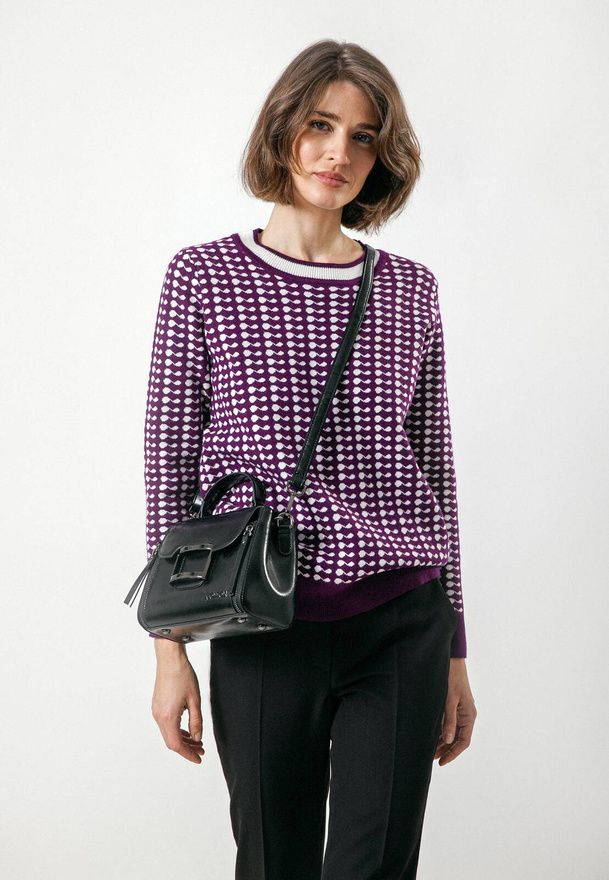 Fioletowo biały sweterek z wełną