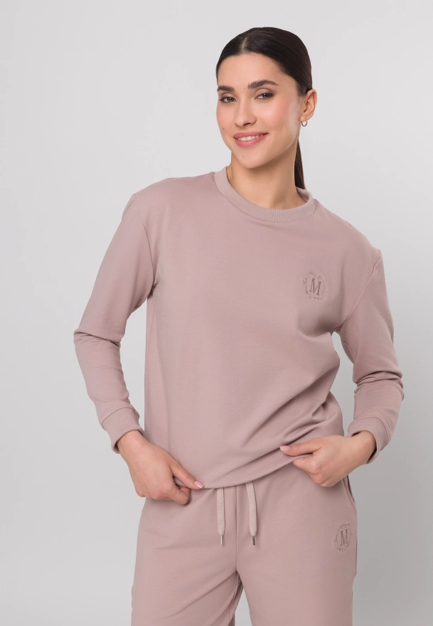 Beżowa bawełniana bluza z aplikacją