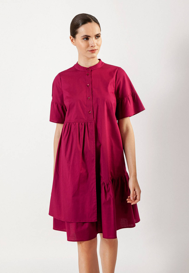 Bawełniana sukienka z asymetryczną falbaną