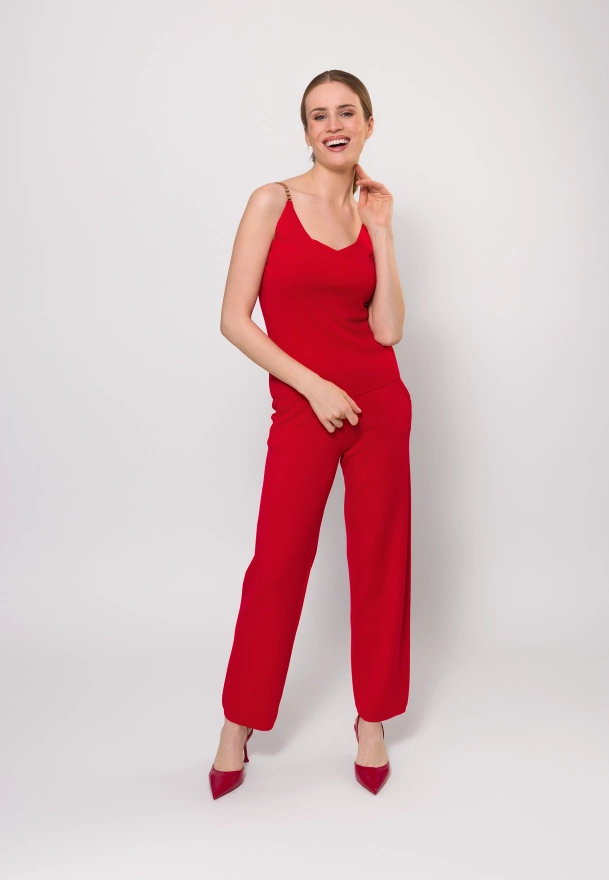 Czerwone spodnie z dzianiny