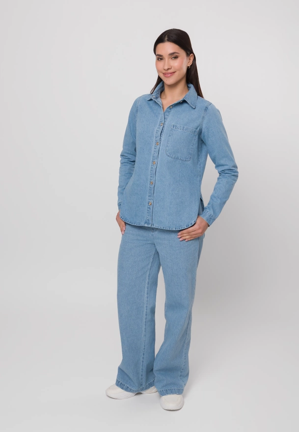 Jeansowa koszula zapinana na guziki