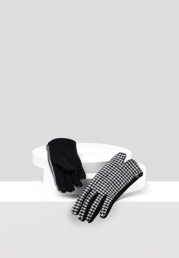 Rękawiczki w biało-czarną pepitkę