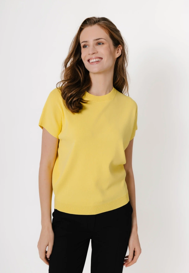 Żółta dzianinowa bluzka z wiskozą