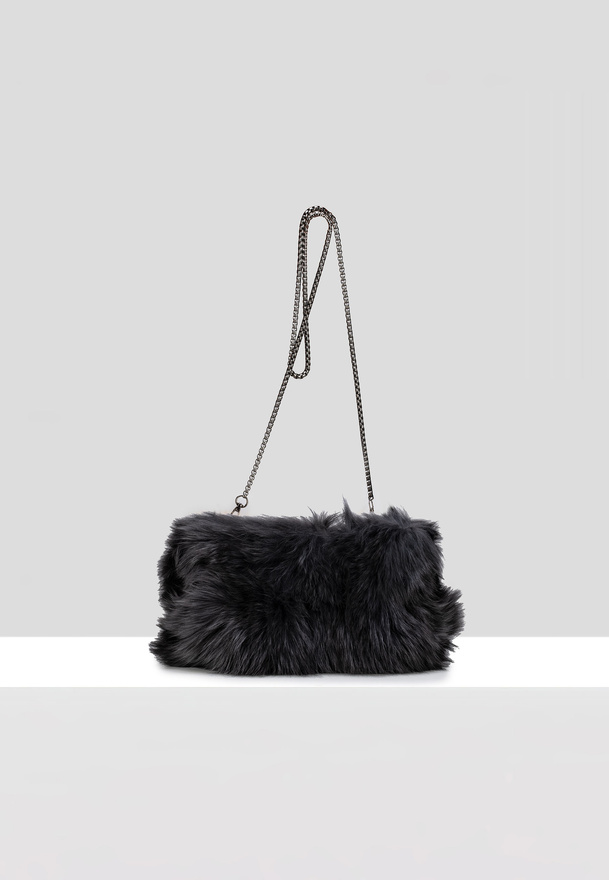 Szara torebka mufka z naturalnego futra