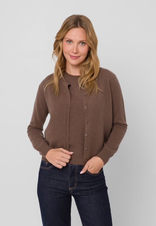 Brązowy kardigan z kaszmirem