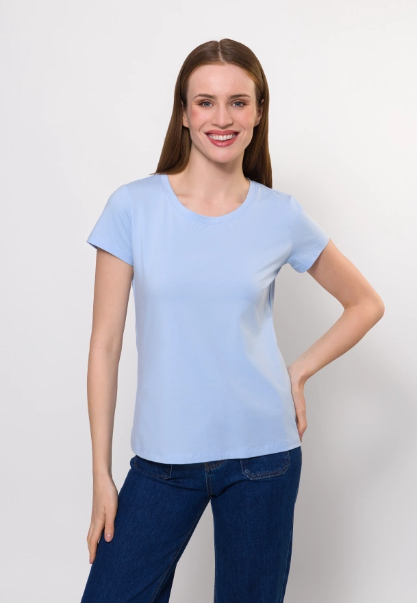 Niebieski bawełniany t-shirt