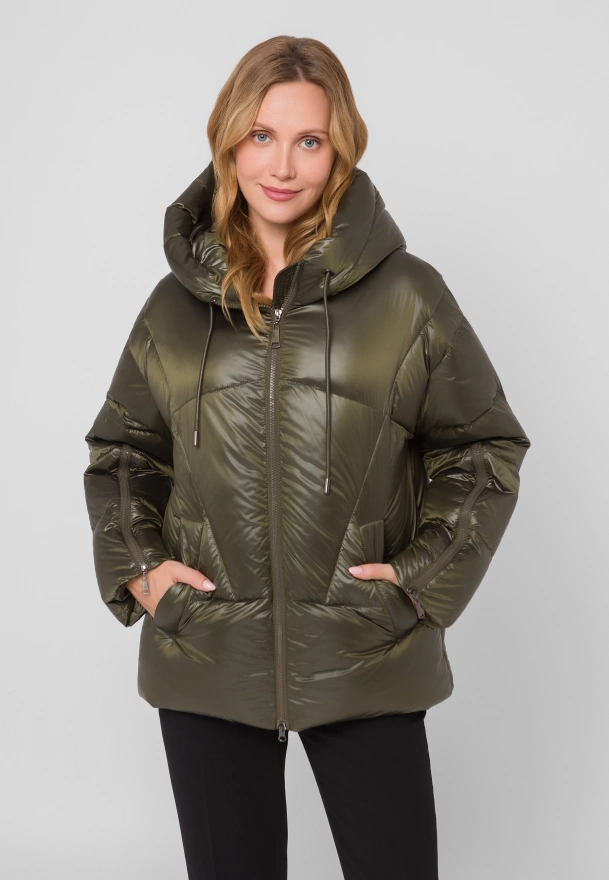 Pikowana kurtka w kolorze oliwkowym