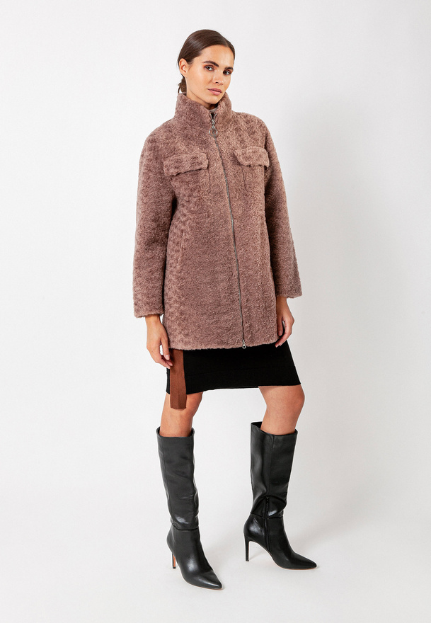 Brązowe futro 100% wełna