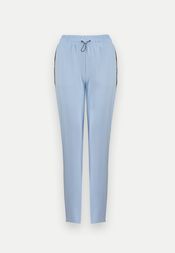 Niebieskie spodnie z grafitowymi wstawkami