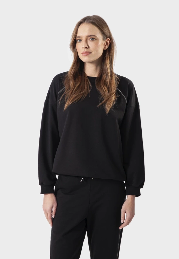 Bawełniana bluza z aplikacją z łańcuszków