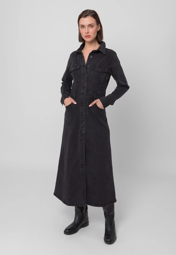 Długa jeansowa sukienka