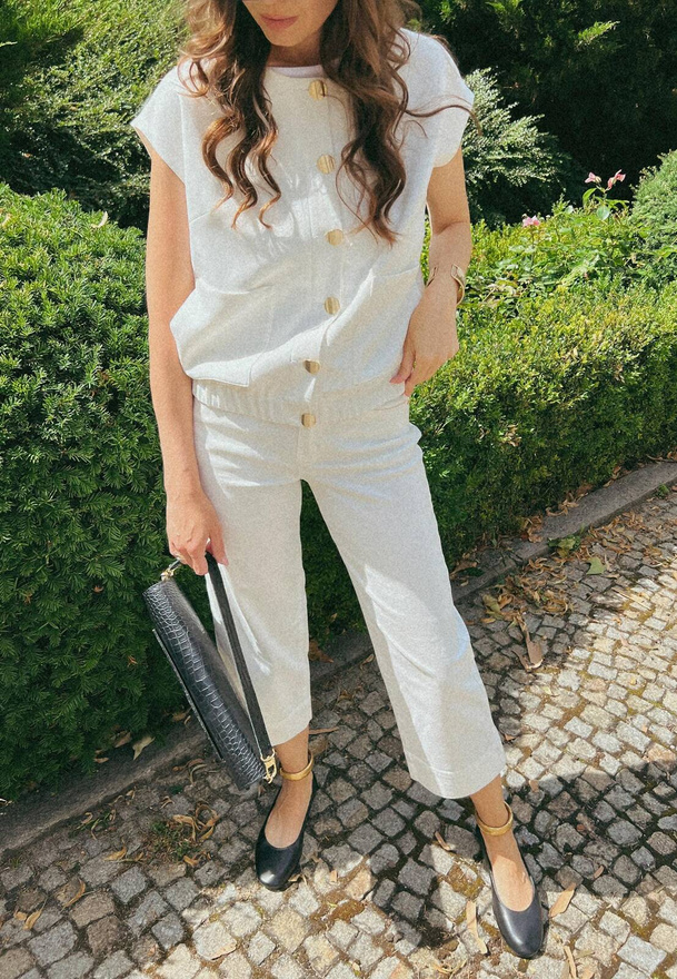 Spodnie cropp w kolorze ecru