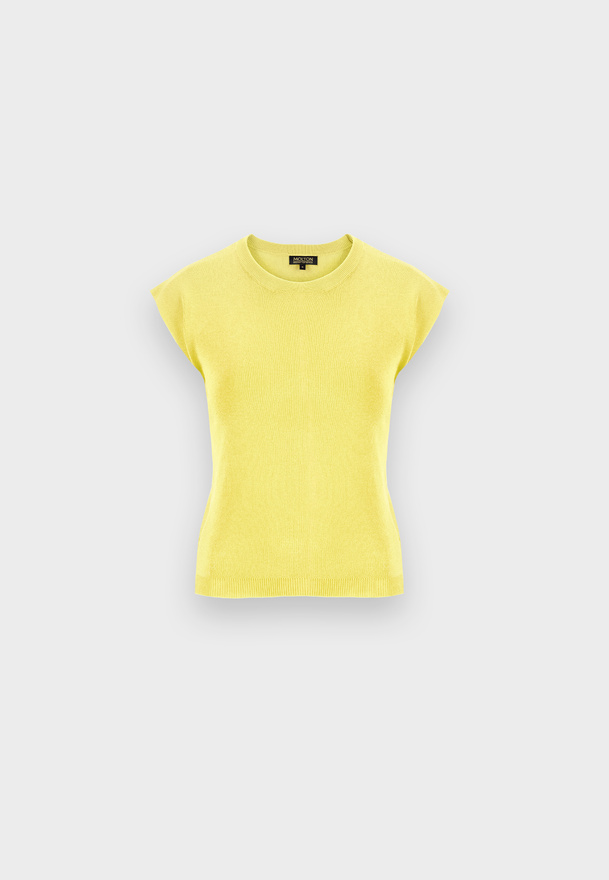 Dzianinowa bluzka z wiskozy w kolorze żółtym