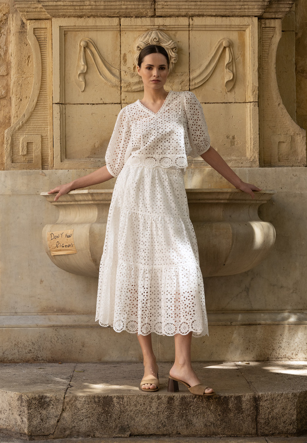 Ażurowa spódnica midi 100% bawełna