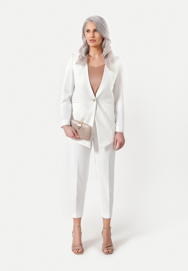 Żakiet ecru o dłuższym kroju