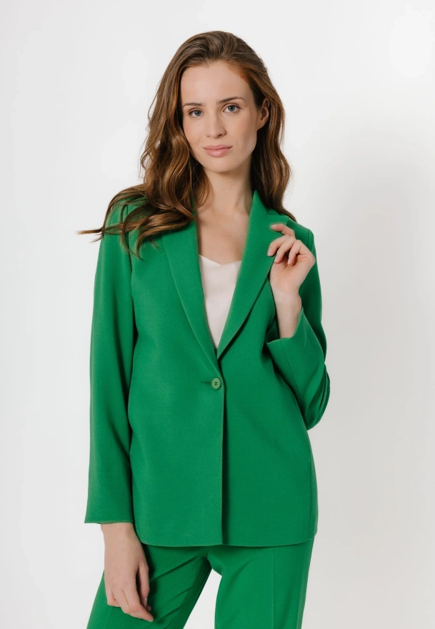 Zielony żakiet na jeden guzik