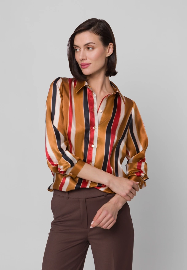 Jedwabna koszula w pasy