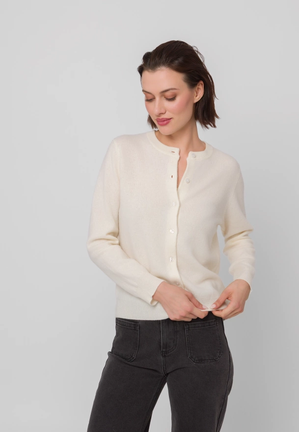 Ecru wełniany kardigan
