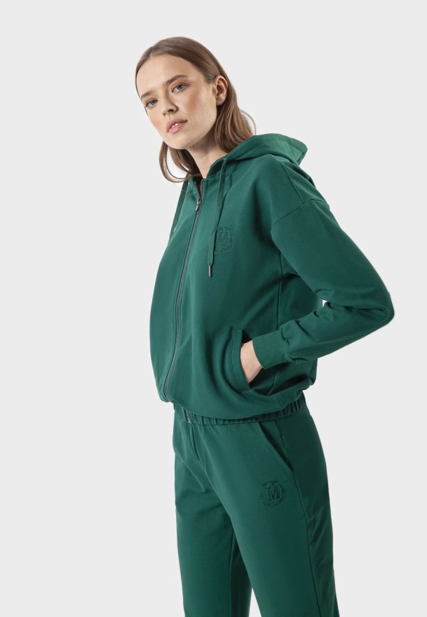 Zielona bawełniana bluza na suwak